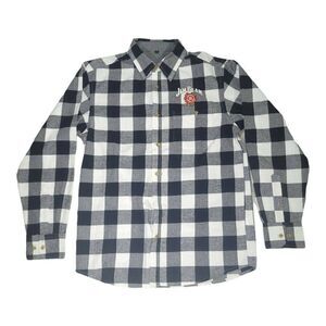 Flannel Shirt / Jim Beam Maple Logo Men's Size Small Black & White Plaid